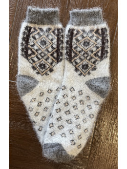 Шкарпетки чоловічі з козиного пуху з вишивкою на світлому