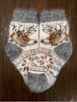 Шкарпетки дитячі з козиного пуху для малюків з оленем