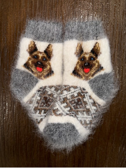 Шкарпетки дитячі з козиного пуху для малюків з вівчаркою