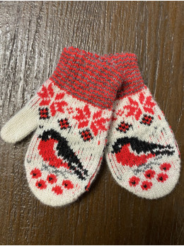 Ангорові дитячі рукавички для немовлят снігур на білому