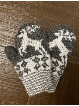 Ангорові дитячі рукавички для немовлят олень білий на сірому