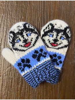 Ангорові дитячі рукавички для немовлят хаскі на білому
