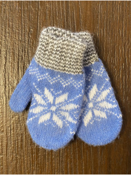 Ангорові дитячі рукавички для немовлят зірочка на голубому