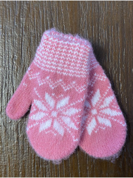 Ангорові дитячі рукавички для немовлят зірочка на рожевому