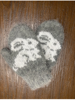 Ангорові дитячі рукавички для немовлят кролик на сірому