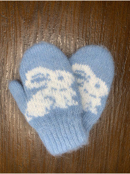 Ангорові дитячі рукавички для немовлят кролик на голубому