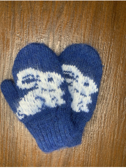 Ангорові дитячі рукавички для немовлят кролик на синьому