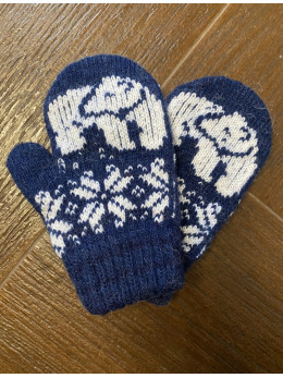 Ангорові дитячі рукавички для малюків умка на синьому