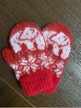 Ангорові дитячі рукавички для малюків умка на червоному