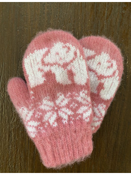Ангорові дитячі рукавички для малюків умка на рожевому