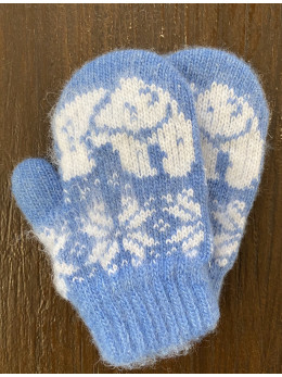 Ангорові дитячі рукавички для малюків умка на голубому