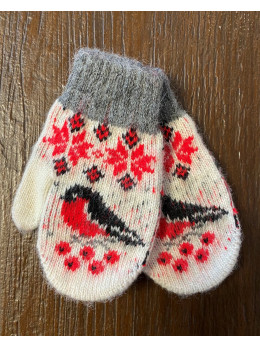 Ангорові дитячі рукавички для малюків снігур на білому