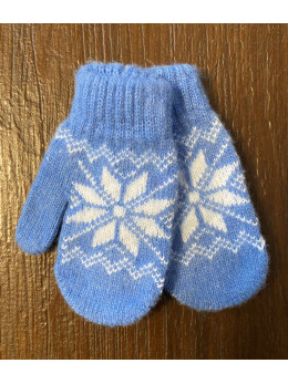Ангорові дитячі рукавички для малюків зірочка на голубому