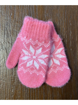 Ангорові дитячі рукавички для малюків зірочка на рожевому