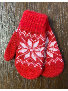 Ангорові дитячі рукавички для малюків зірочка на червоному