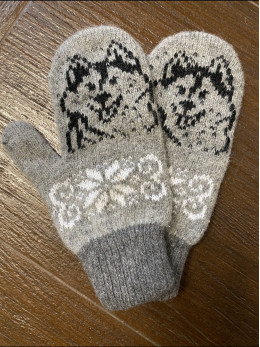 Дитячі рукавички для підлітків із хаскі на сірому