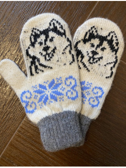 Дитячі рукавички для підлітків із хаскі на білому