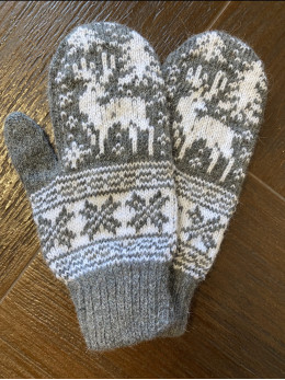 Дитячі рукавички для підлітків із білим оленем на сірому
