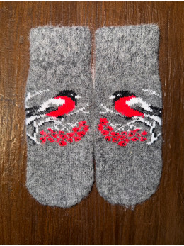 Жіночі рукавички потовщені з снігурем на темно сірому