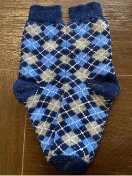 Ангорові чоловічі носки орнамент тартан на синьому