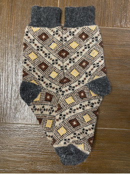 Ангорові чоловічі носки орнамент ромбики коричневі