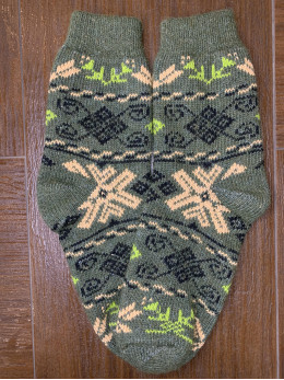 Ангорові чоловічі носки орнамент ЗСУ на хакі