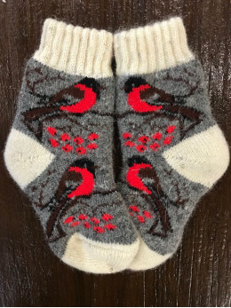 Ангорові дитячі носки р.2 снігур на сірому
