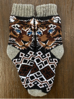 Ангорові дитячі носки р.4 тигрик на темному