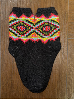 Ангорові жіночі носки орнамент жупан на чорному 