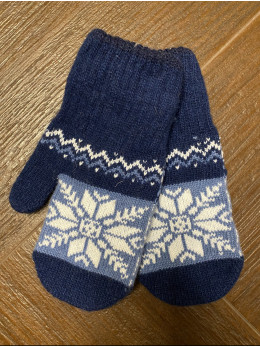 Ангорові жіночі рукавички зірочка комбінова синя