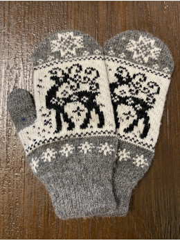 Ангорові жіночі рукавички олень кучері сірі