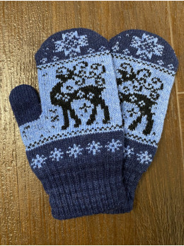 Ангорові жіночі рукавички олень кучері сині 