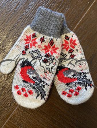 Дитячі рукавички для підлітків із снігурем на білому