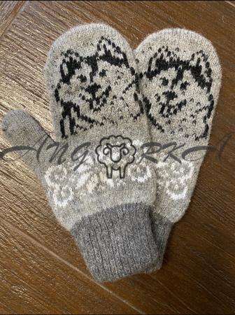 Дитячі рукавички для підлітків із хаскі на сірому