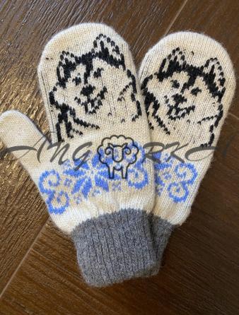 Дитячі рукавички для підлітків із хаскі на білому