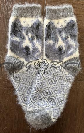 Шкарпетки чоловічі з козиного пуху з вовком сірим