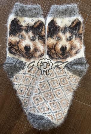 Шкарпетки чоловічі з козиного пуху з вовком коричневим