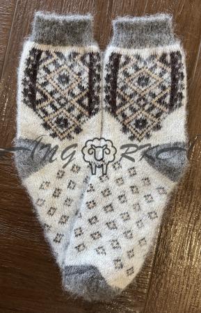 Шкарпетки чоловічі з козиного пуху з вишивкою на світлому