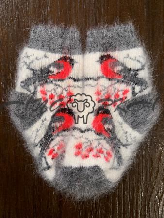 Шкарпетки дитячі з козиного пуху для малюків з снігурем на білому