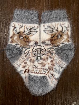 Шкарпетки дитячі з козиного пуху для малюків з оленем