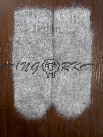 Рукавички жіночі з козиного пуху однотонна сіра