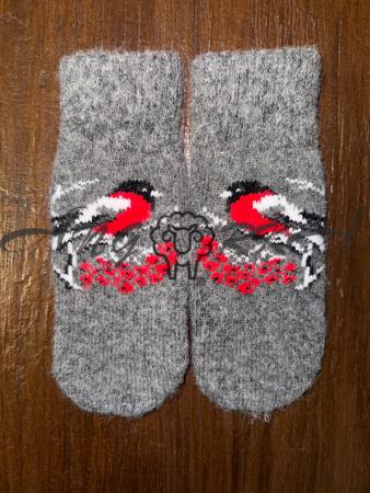 Жіночі рукавички потовщені з снігурем на темно сірому