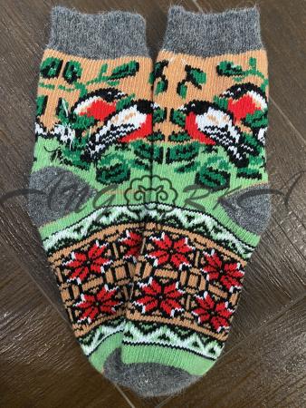 Жіночі шкарпетки з пташкою і листочком