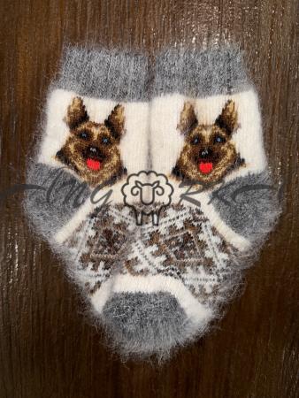 Шкарпетки дитячі з козиного пуху для малюків з вівчаркою