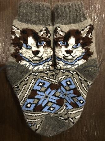 Ангорові дитячі носки р.4  котик з синім