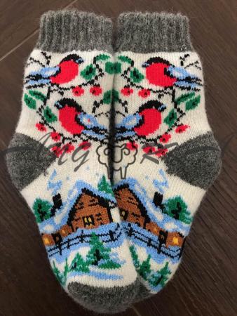 Дитячі шкарпетки р.4 пташка і хатка на білому