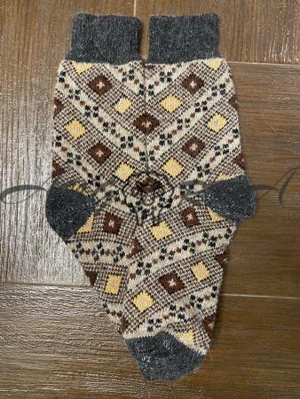 Ангорові чоловічі носки орнамент ромбики коричневі