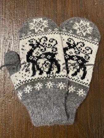 Ангорові жіночі рукавички олень кучері сірі