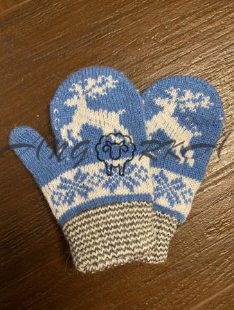 Ангорові дитячі рукавички для немовлят олень на голубому