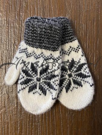 Ангорові дитячі рукавички для немовлят зірочка чорна на білому